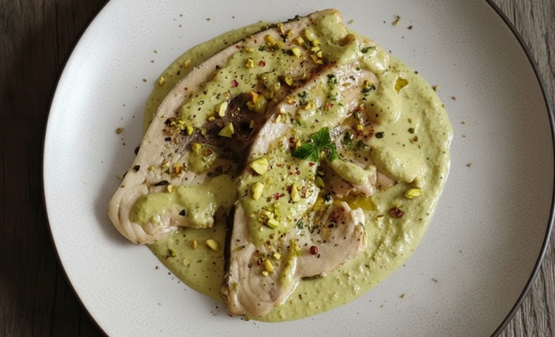 Swordfish with Pistachio Pesto