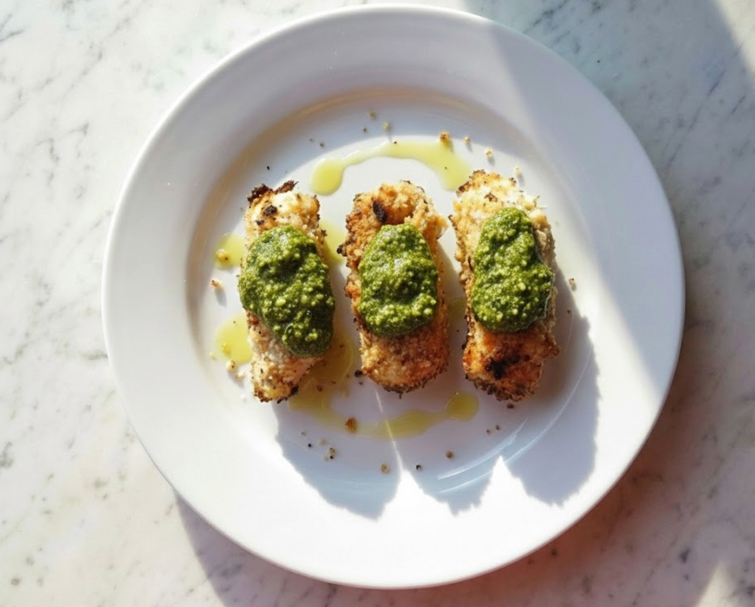 Swordfish Rolls with Pistachio Pesto