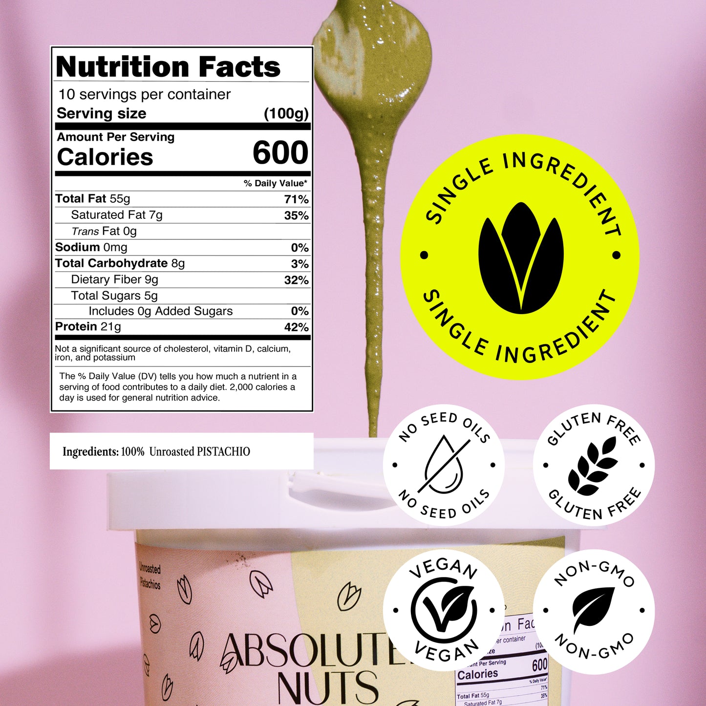 100% Unroasted Pistachio Butter