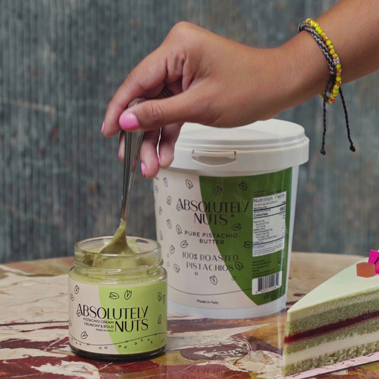 Absolutely Nuts Cream Texture showcase with Pistachio Butter Container